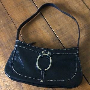 Guess black patent leather purse